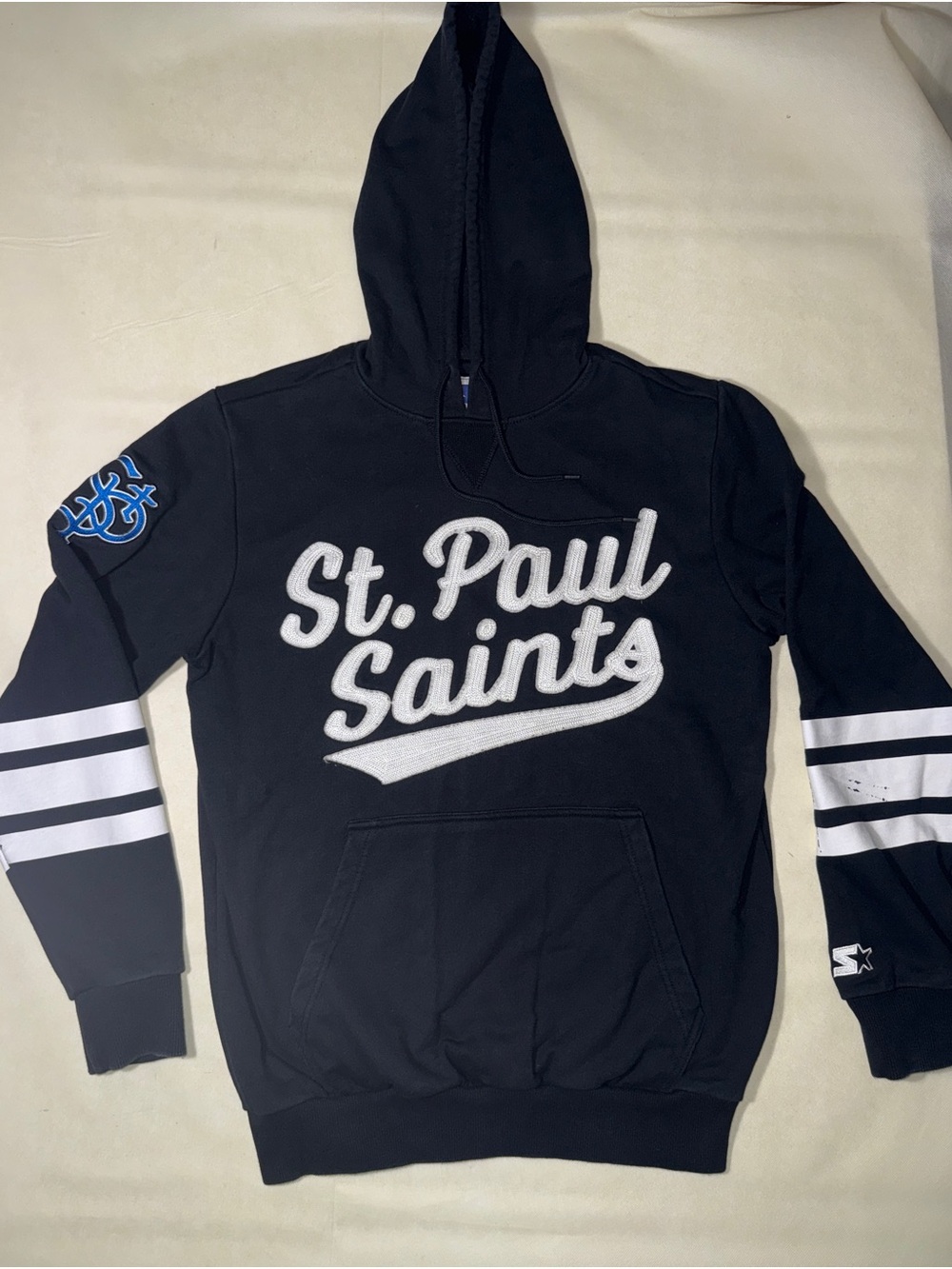 STARTER Black Hoodie with White St. Paul Saints Script